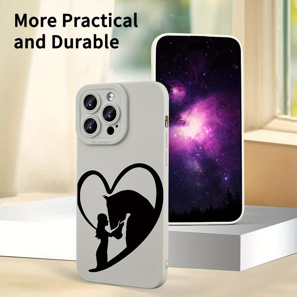 1Pc Ivory White For iPhone 12 Horse Themed Protective Phone Case