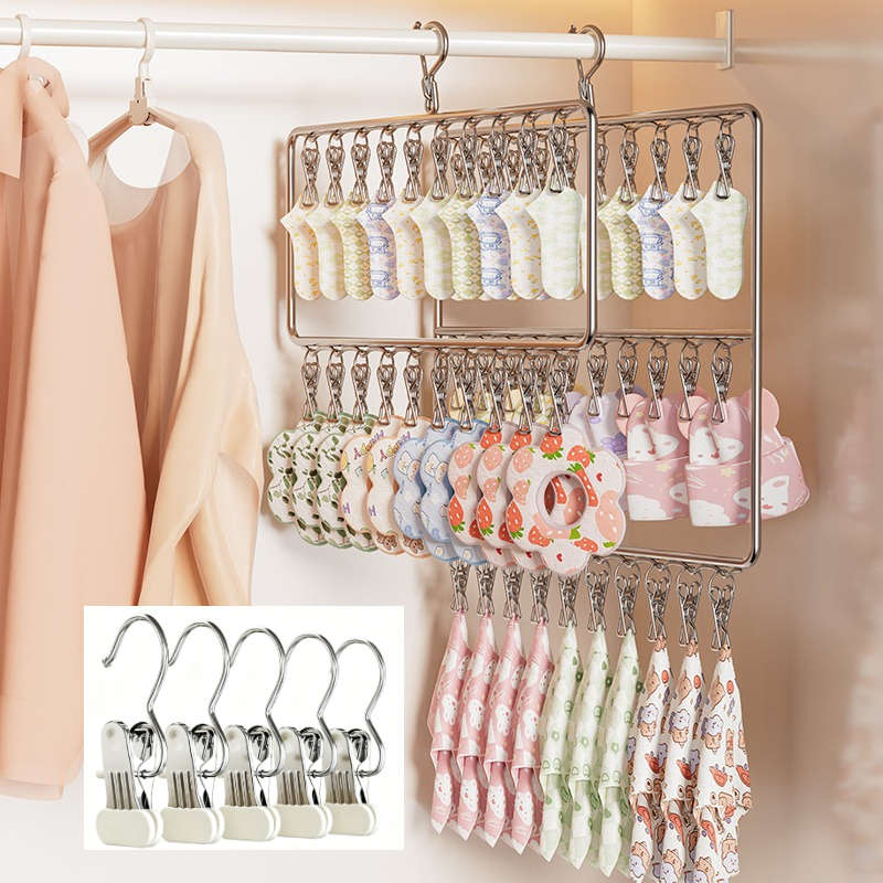 Clothes Rack Double Layer 20 Clips Quantity 6Pcs