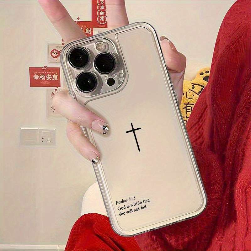 1pc Transparent For iPhone 11 Pro Cross Pattern Tpu Space Phone Case
