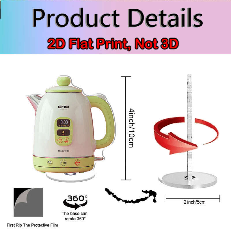 2D Flat Vintage Acrylic Electric Kettle Pink Kettle