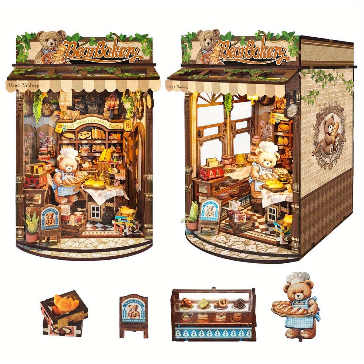 3D Building Model Puzzle Set Style Bear Bakery