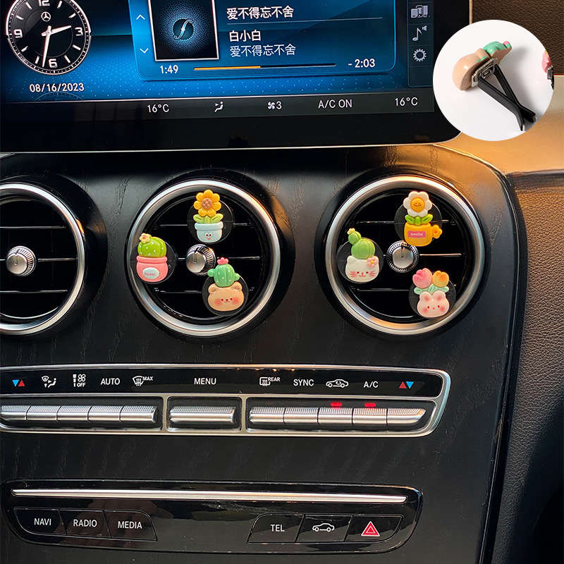 Car Interior Decor Style Cute Potted Animals 6 Pack