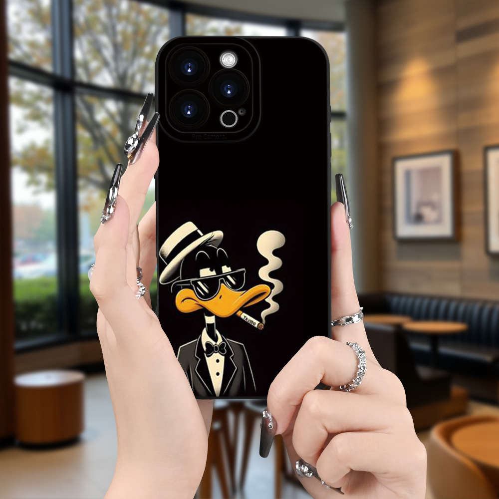 1Pc Black For iPhone 14 Unique Duck Designs Phone Case