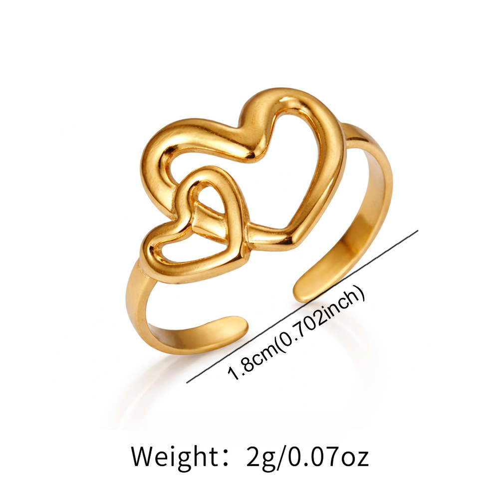 Elegant Heart Comfort Fit Stackable Ring Color Golden