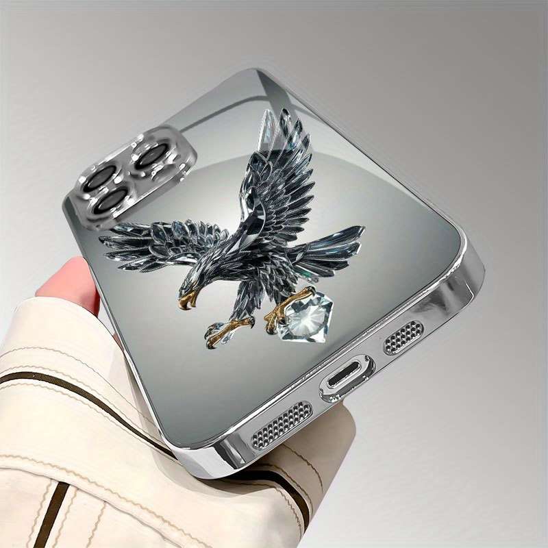 1Pc Mixed Color  For iPhone 16 Plus Crystal Eagle Pattern Phone Case