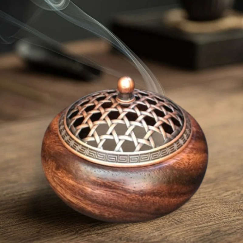 Incense Burner Items  Walnut Round Stove  Without Incense