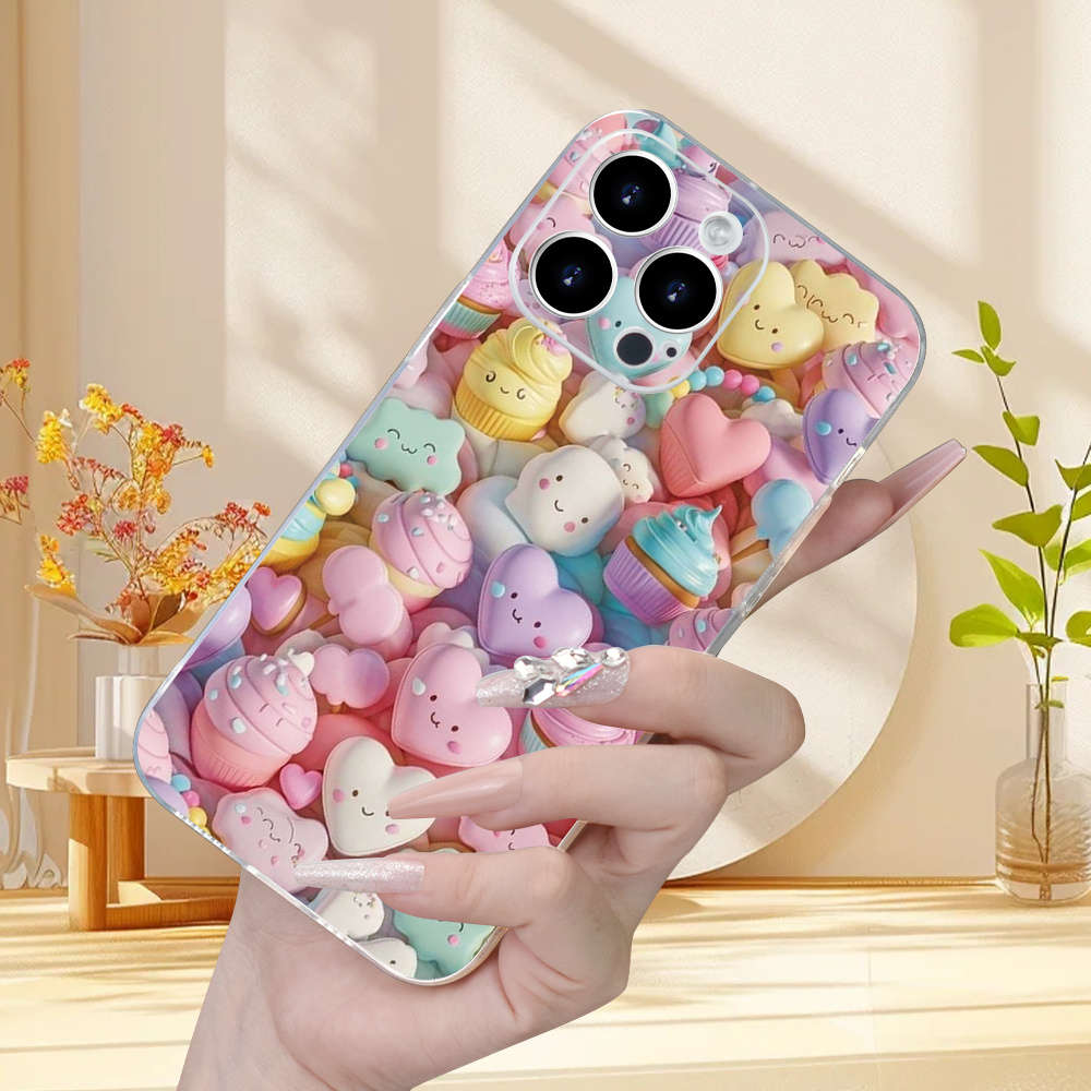 1Pc Transparent For iPhone 7 Plus Heart Shaped Pattern Phone Case