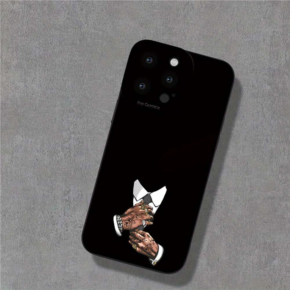 1Pc Black For iPhone 15 Plus Handsome Suit Man Phone Case