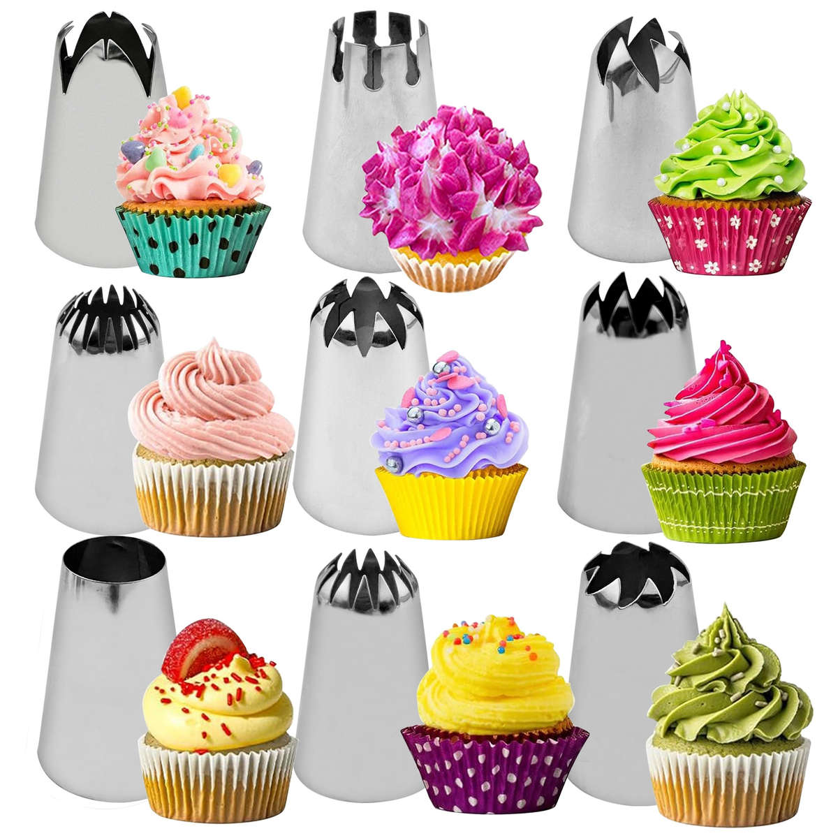 Piping Nozzle Color 9Pcs Large Decorating Nozzle