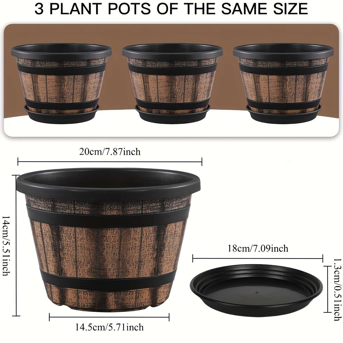 Flowerpot Quantity 3 Pieces  Brown