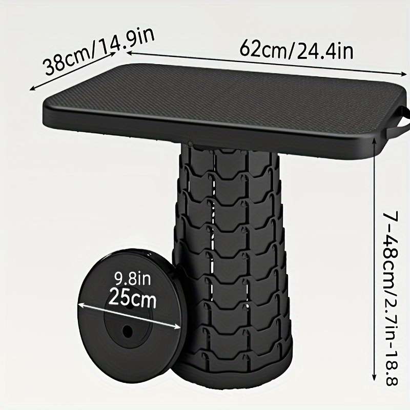 3 Level Adjustable Folding Camping Table Folding Stool Compact Portable D Black