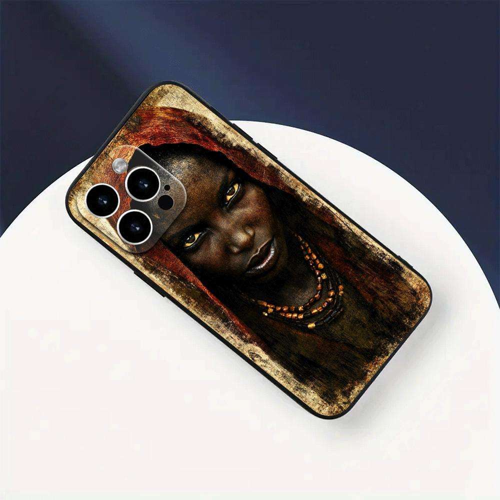 1Pc Black For iPhone 14 African Woman Phone Case