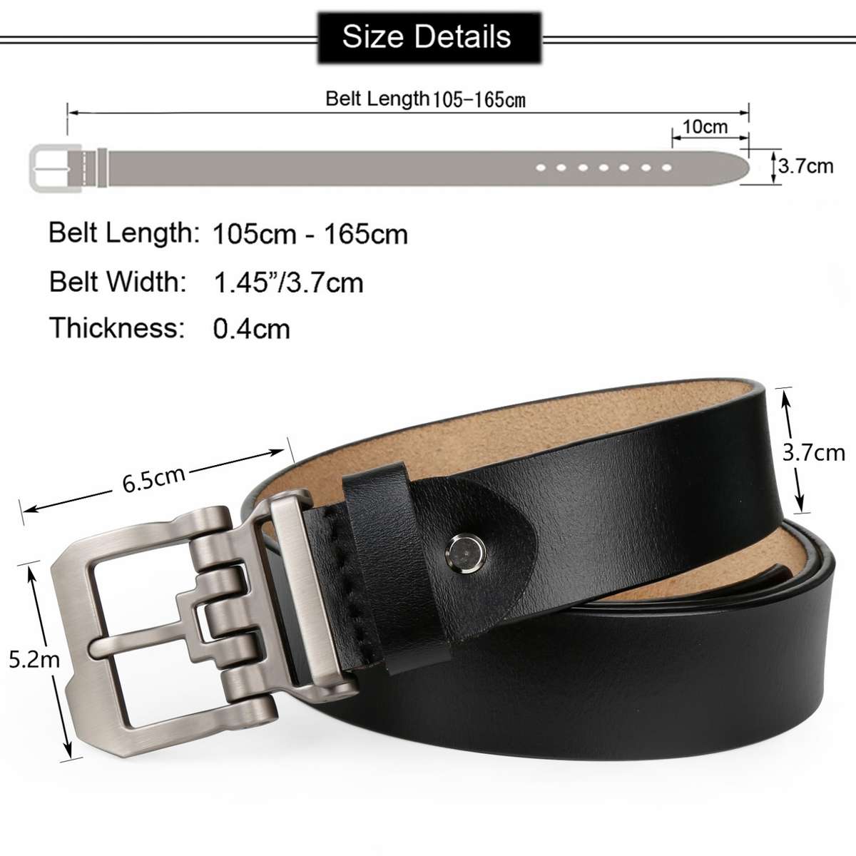 Belt Color Black Size 130Cm 51.2Inch