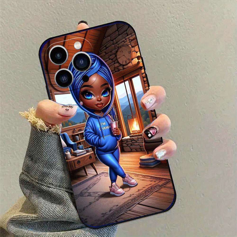 1Pc Black For iPhone 16 Pro African Design Phone Case
