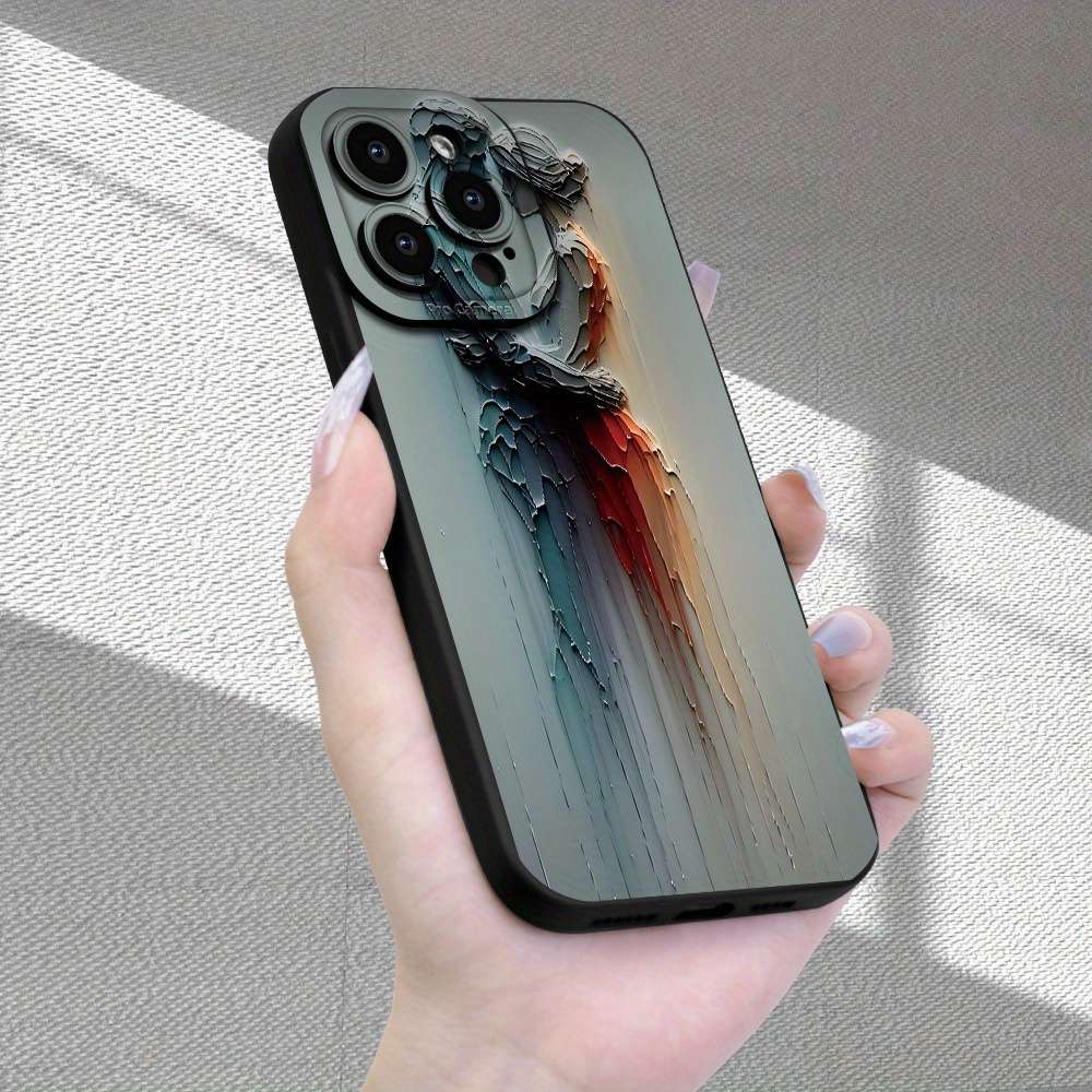 1Pc Black For iPhone 13 Couple Pattern Phone Case