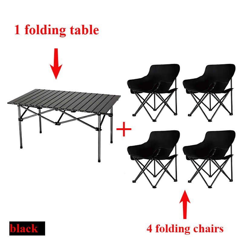 Outdoor Tables And Chairs Color Black Size4 Folding Chairs  1 Folding Table