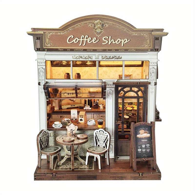 3D Building Model Puzzle Set Style Meet Coffee House