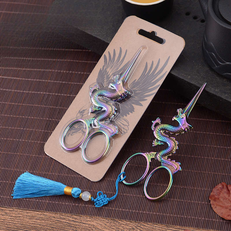 Scissors Color Color Titanium Quantitys Dragon Shaped Scissors  Paper Card Packaging