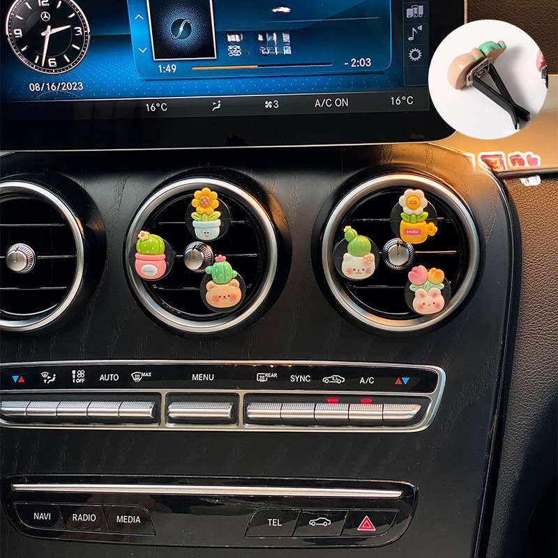 Car Interior Decor Style Cute Potted Animals 6 Pack