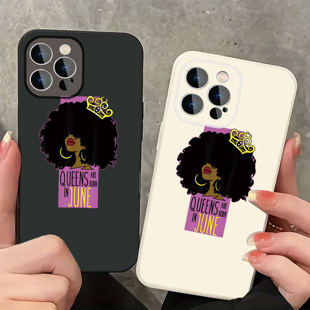 1Pc Black For iPhone 16 Pro Max Queen Vibes Phone Case