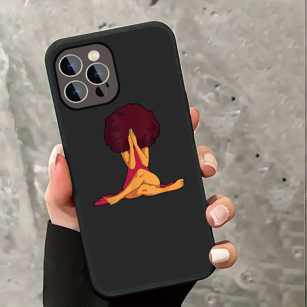 1Pc Black For iPhone 14 Pro Max Hidden Emotions Pattern Phone Case