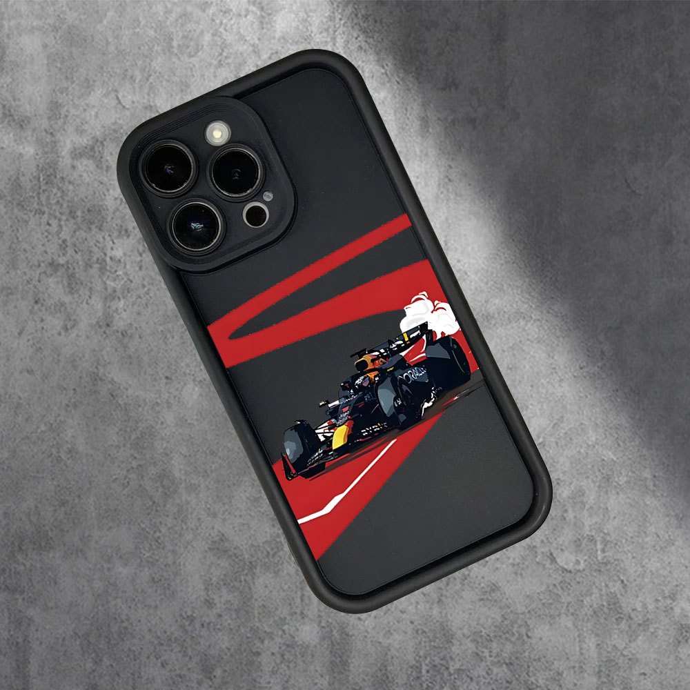 1Pc Black For iPhone 14 Cool Racing Car Design Phone Case