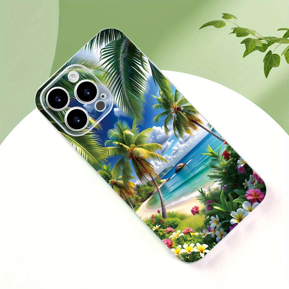 1Pc Transparent For iPhone 7 Plus 8 Plus Beautiful Beach Scenery Phone Case