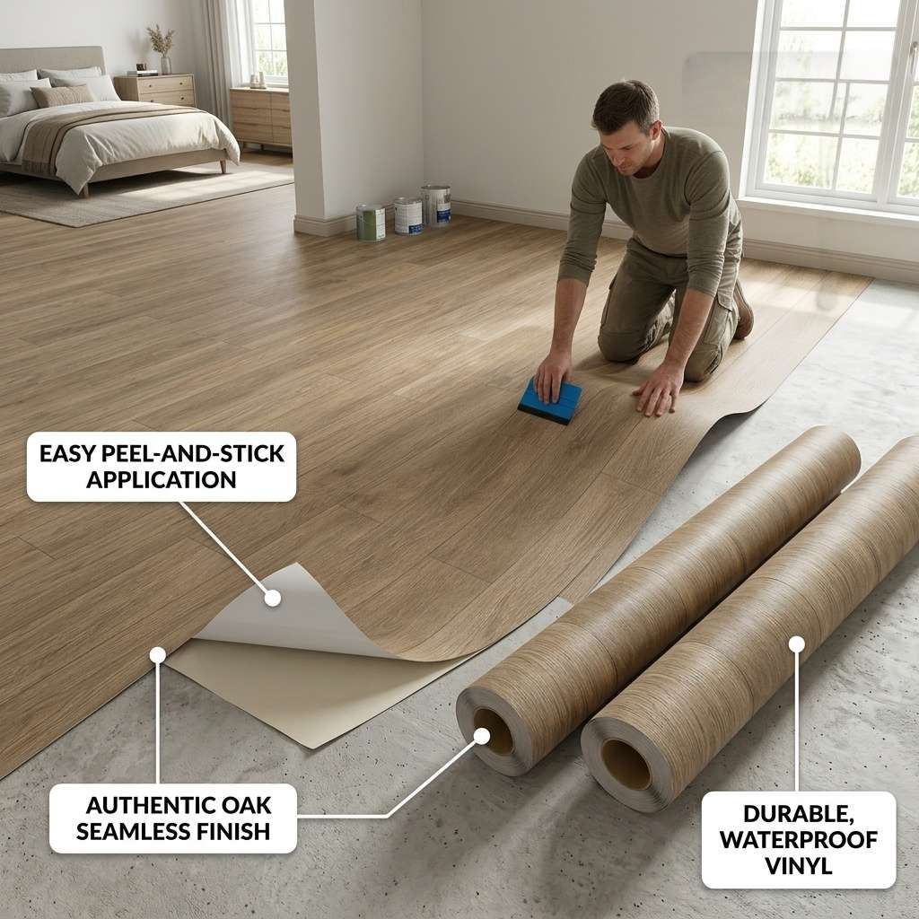 Self Adhesive Floor Stickers Maple Birch 40Cm*100Cm