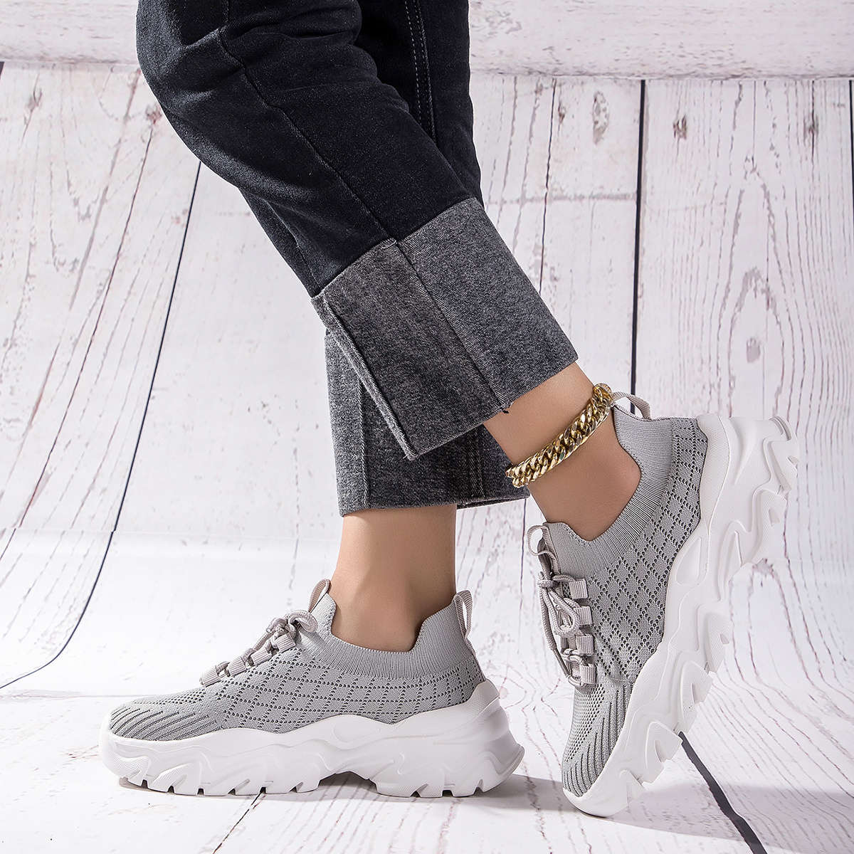 Women S Sneakers Color Light Grey Sizeuk 8