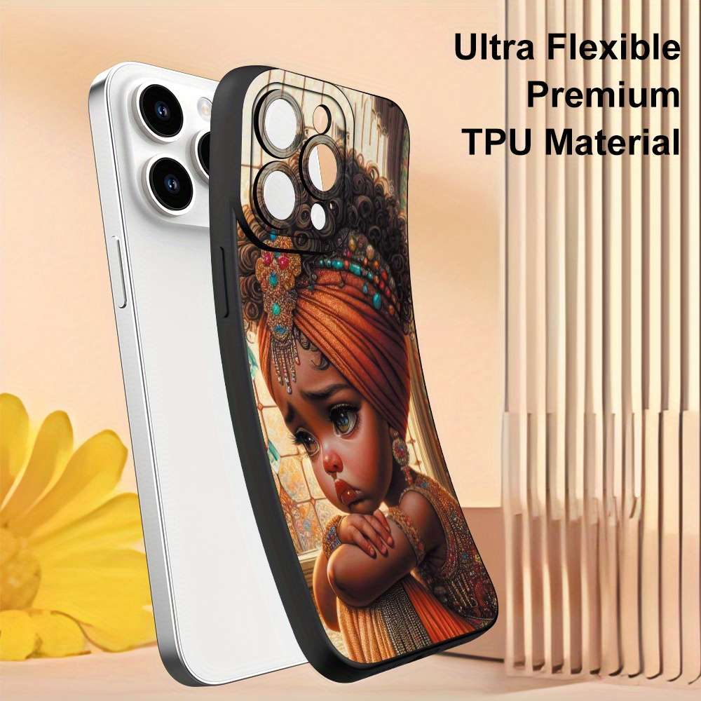 1Pc Black For iPhone 14 Plus African Girl Phone Case