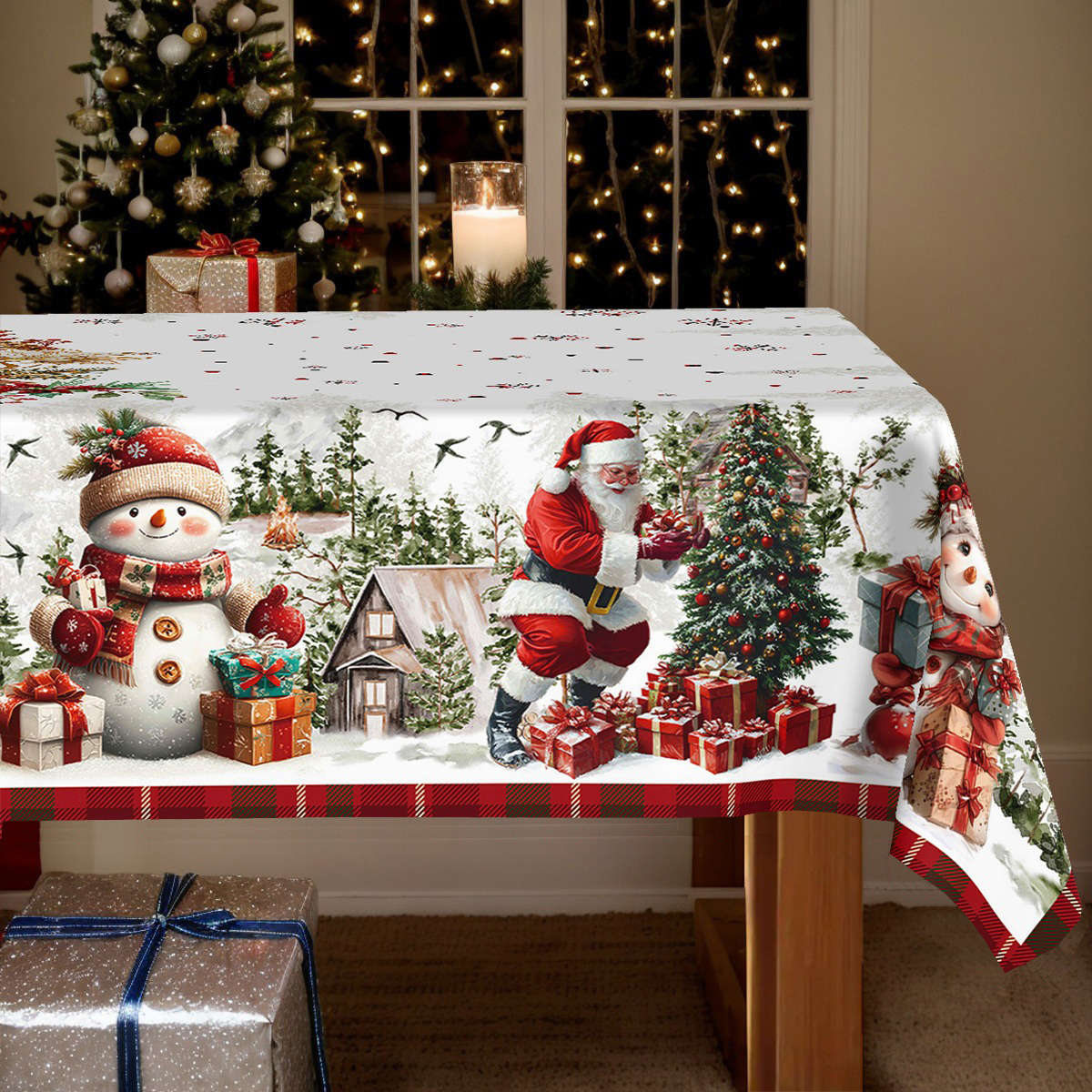 Christmas Tablecloth Size 150X150Cm  Round
