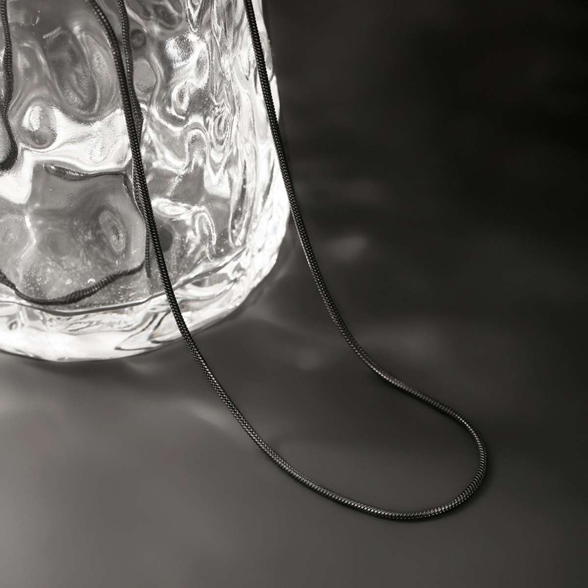 Crystal Stainless Steel Chain Necklace Black