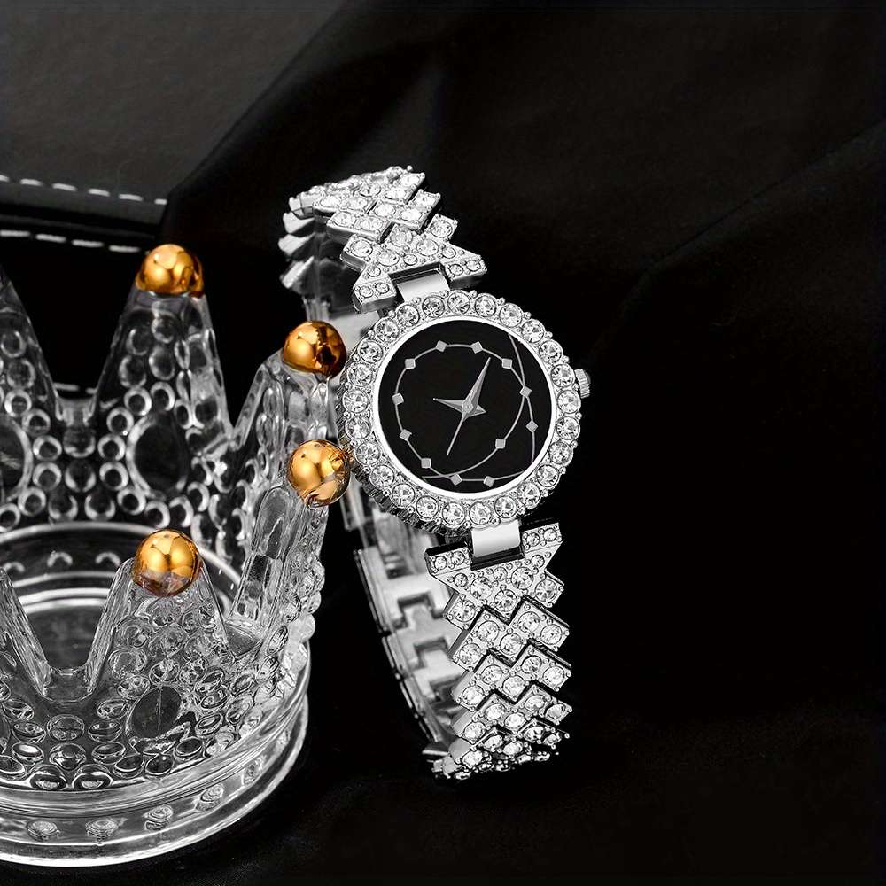 Classic Women Quartz Watch Includes Bracelet Earrings Necklace Ring Watch 6