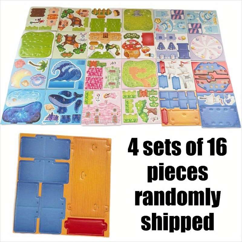 3D Building Model Puzzle Set Model Random Quantity 4 Pcs