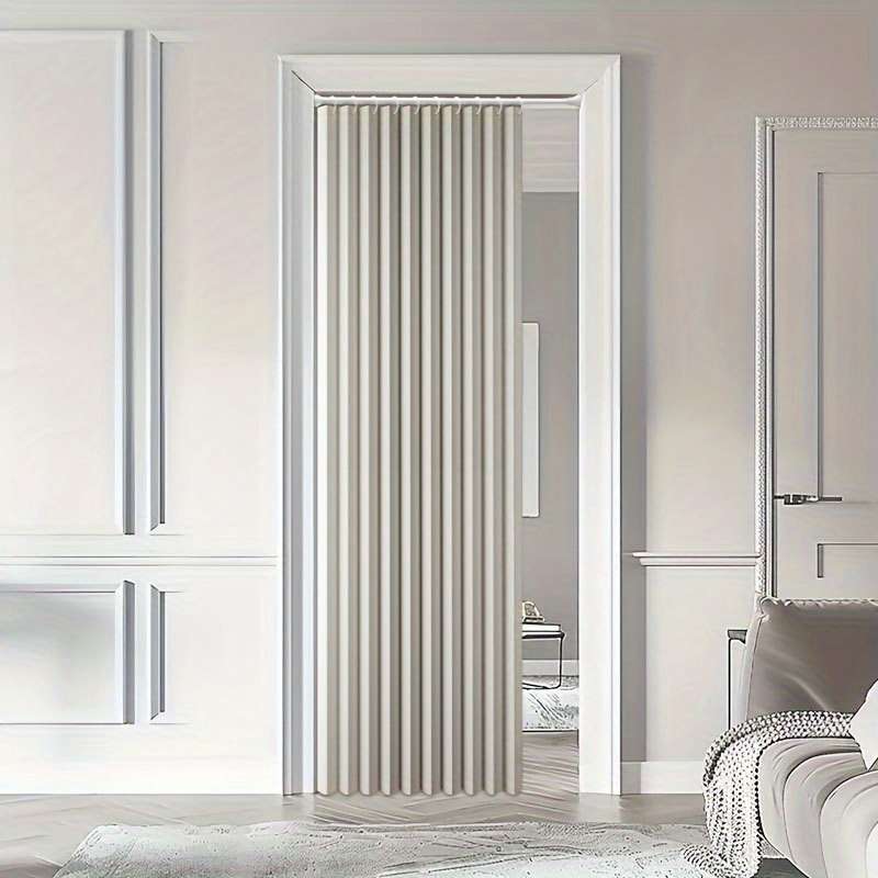 Robust Rodless Foldable Door Curtain With Plastic Hooks And Storage Straps