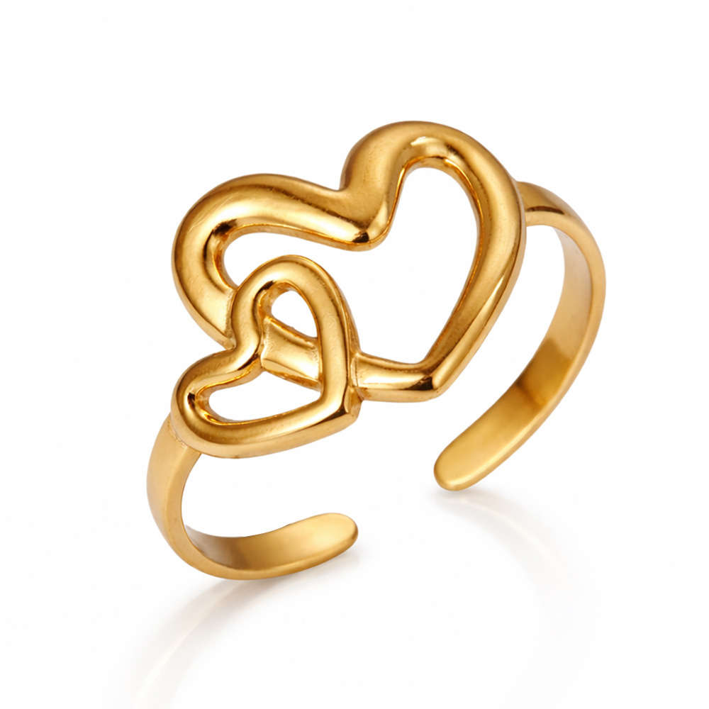 Elegant Heart Comfort Fit Stackable Ring Color Golden