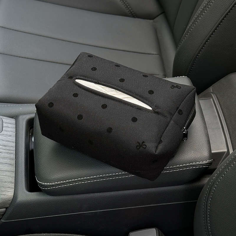 Car Tissue Box Style Polka Dot Bow Tissue Box Pink