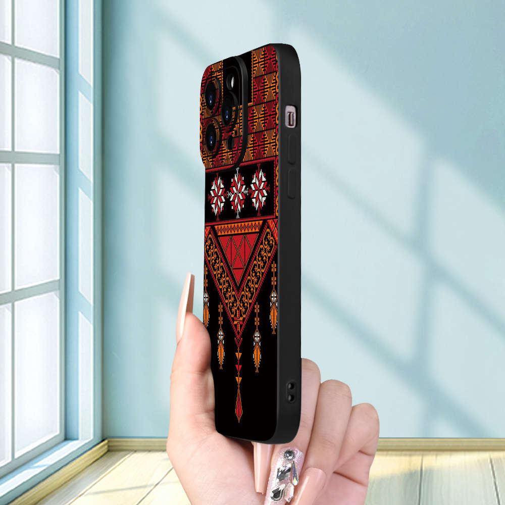 1Pc Black For iPhone 16e African Style Geometric Phone Case