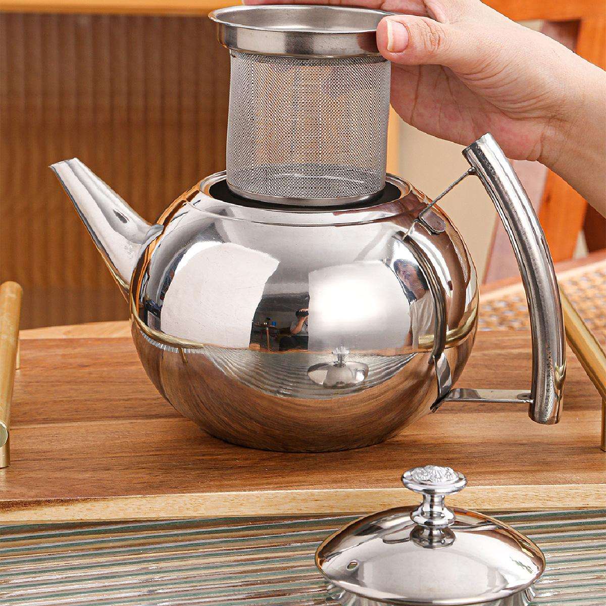 Kettle Color Small Silver Round Kettle With Large Handle