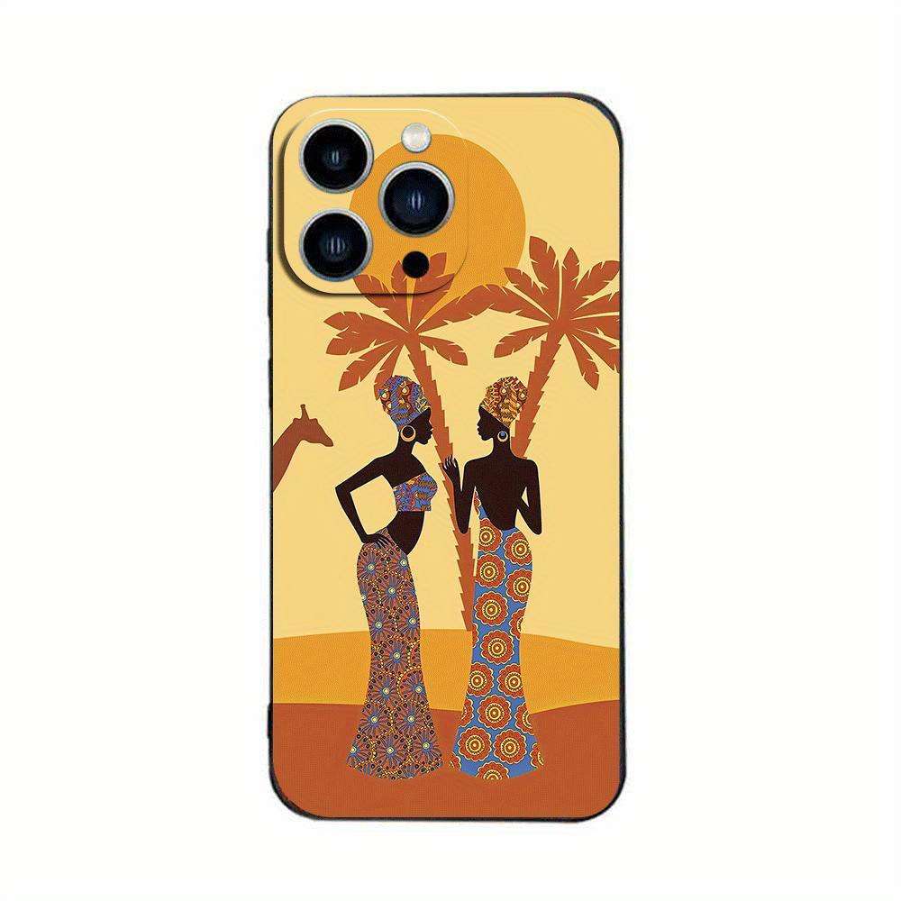 1Pc Black For iPhone 13 African Lady TPU Phone Case