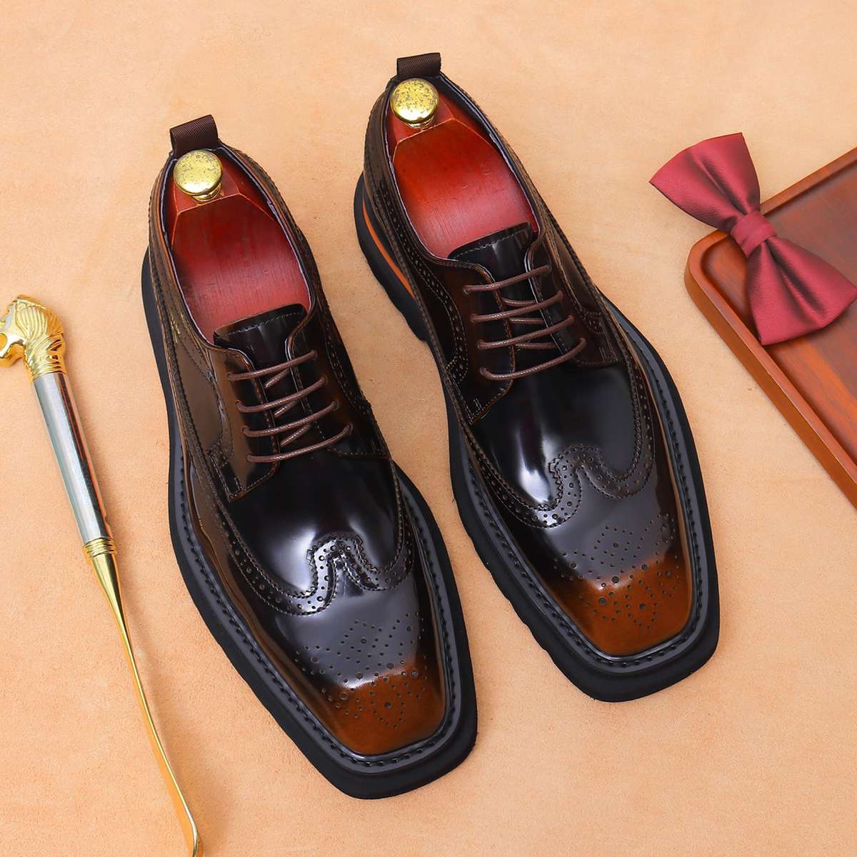 Mens Leather Shoes Color Black Sizeuk 7