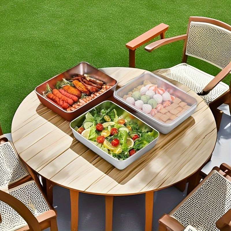 Antibacterial Box Stainless Steel Food Container 4Pcs 2 Boxes2 Lids
