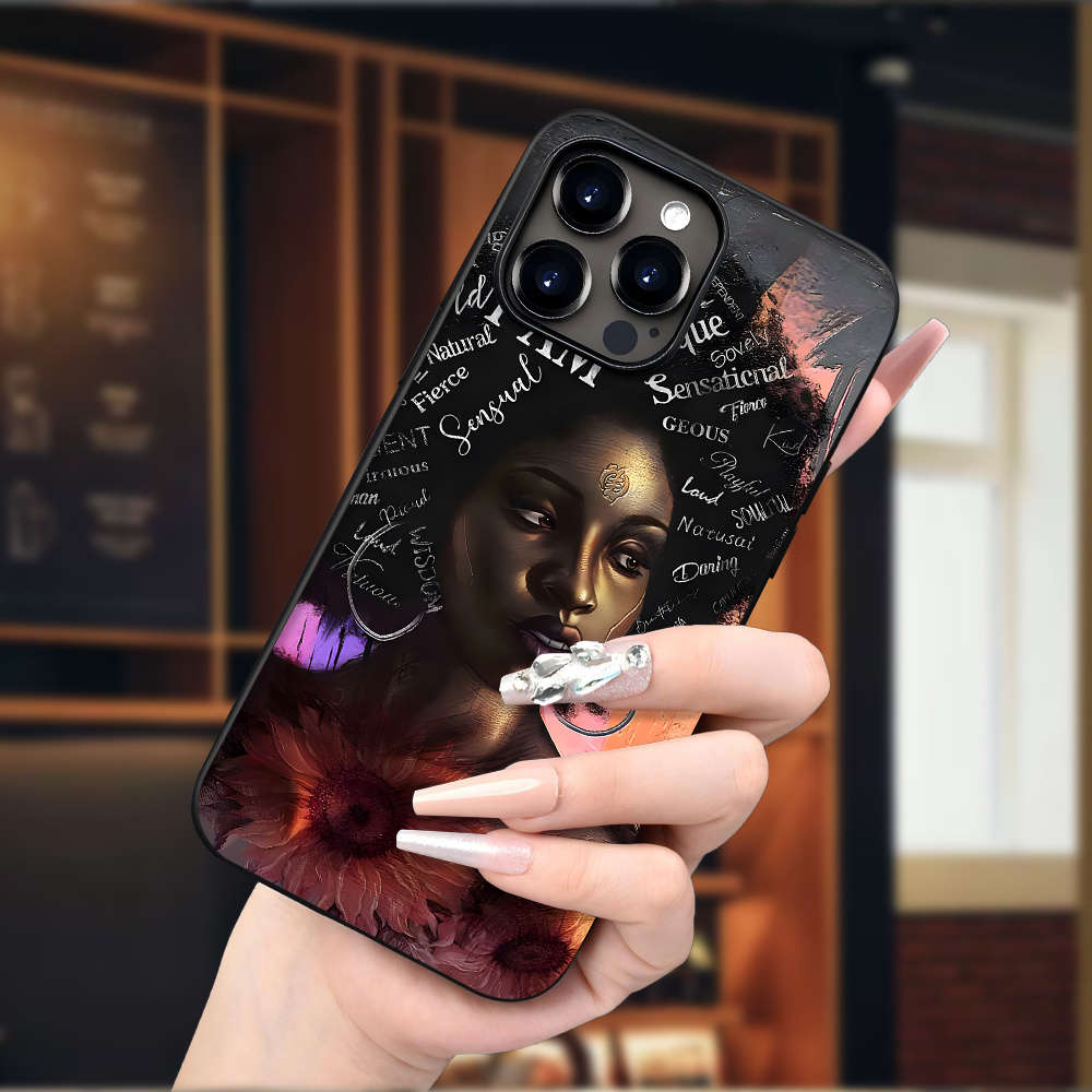 1Pc Black For iPhone 16 Plus African Queen Printed Phone Case