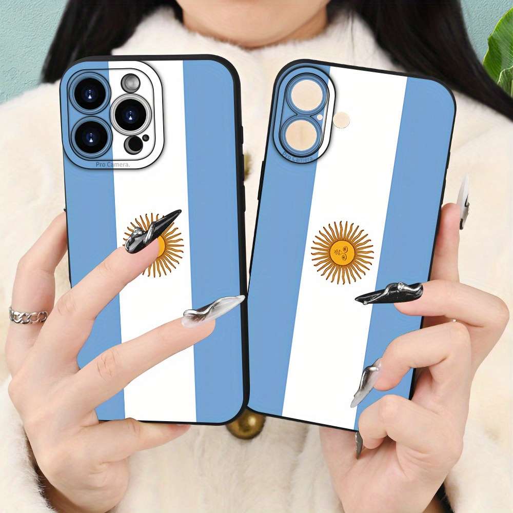 1Pc Black For iPhone 13 Pro Argentine Flag Pattern Phone Case