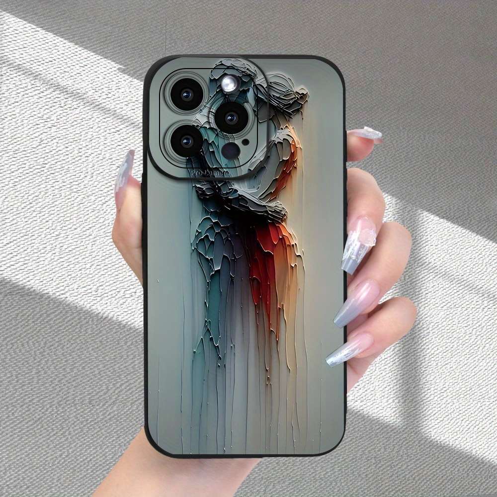 1Pc Black For iPhone 13 Couple Pattern Phone Case