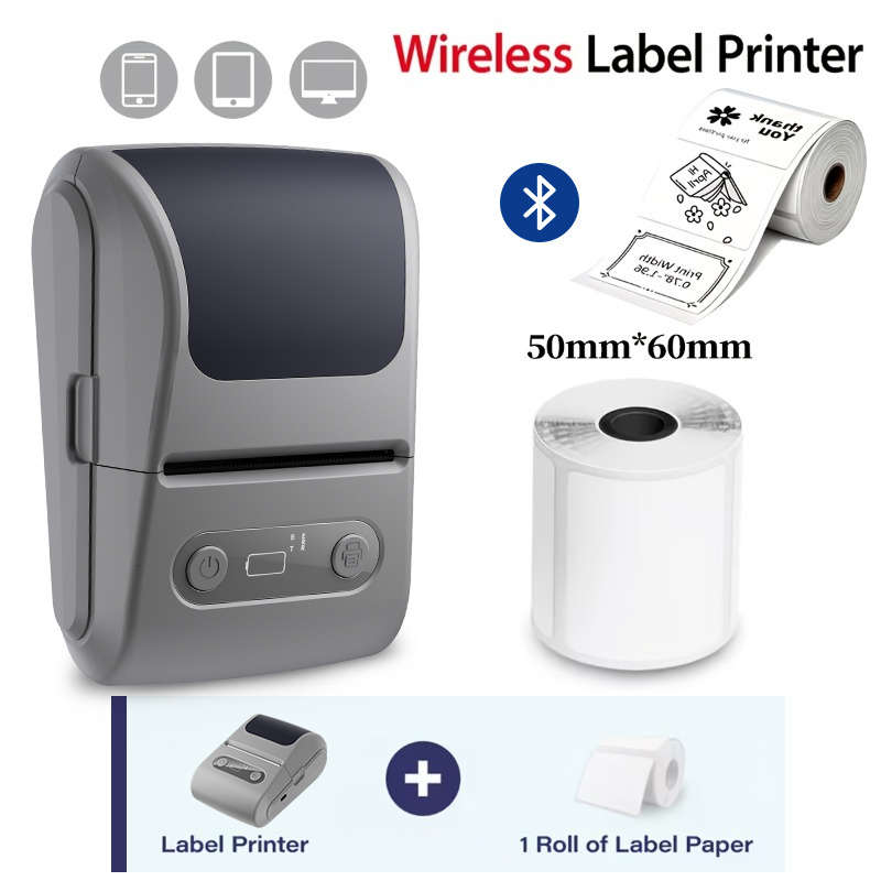 Printer Color Black Machine  1 Roll Of 50*60Mm Paper