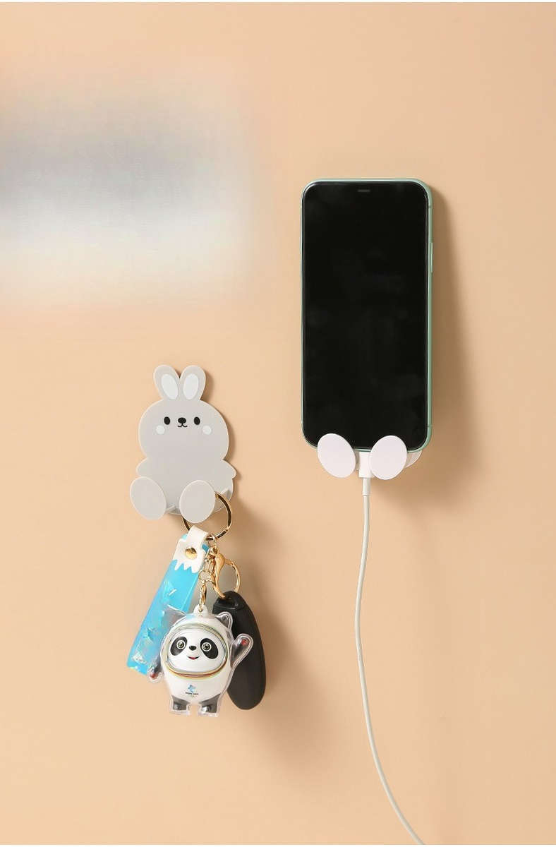Creative Cartoon Style Adhesive Socket Hanger Electrical color Light grey two pack
