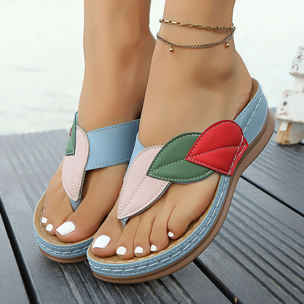 Ladies Summer Flip Flops Red Uk 4