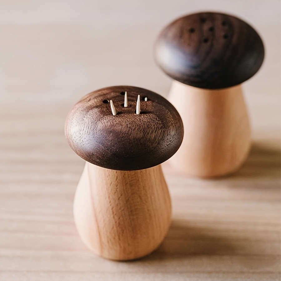 1pc Charming Mushroom-Shaped Solid Wood Toothpick Holder The Perfect Choice for Home Kitchen