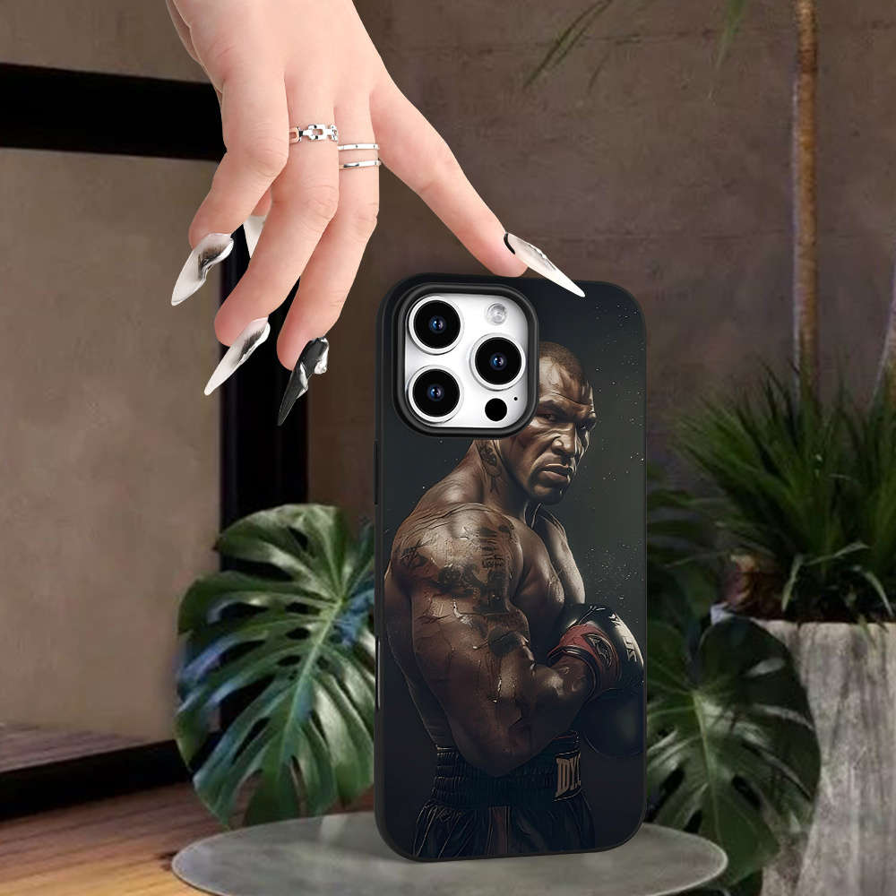 1Pc Black For iPhone 12 Pro Boxing King Pattern Phone Case